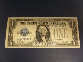 1928 A 1 Dollar Bill Silver Certificate Funnyback Old Paper Money Currency photo