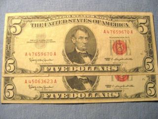 1963 2x5 Dollar Red Seal - Xf,  Collectable=3590 photo