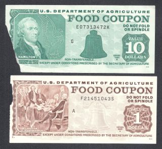 Food Stamp Coupons $10 1985 B $1.  00 1985 A Department Of Agriculture Usda photo
