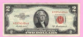 Crisp $2 Dollar 1953a Red Seal Old Legal Tender United States Note Bill Currency photo
