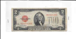 1928 G - 2 Two Dollar Red Seal United States Bank Note photo