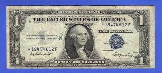 1935e Star Scarce $1 Blue Seal Usa Silver Certificate Old Paper Money Note Bill photo