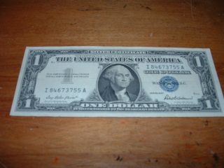Silver Certificate $1 Us Paper Money Series 1957 Crisp photo