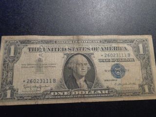 $1.  00 Series 1935 B Silver Certificate (star Note) Circulated photo