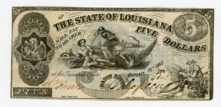 1862 $5 State Of Louisiana Note 