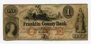 1859 $1 The Franklin County Bank - St.  Albans,  Vermont Note photo