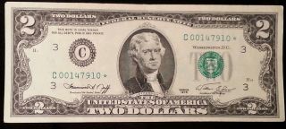 1976 C Note $2 Bill Two Dollar Green Star And Crisp photo