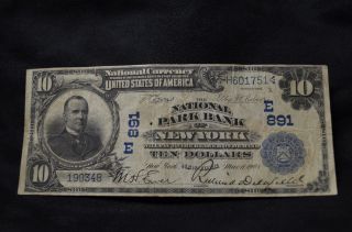 1902 $10.  00 Blue Seal Db National Park Bank Of York Ch 891 Vf photo