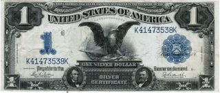 1899 $1 Silver Certificate - Black Eagle - Blue Seal - Fr 232 - Very Fine 30 photo