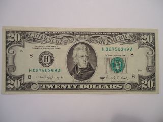 Old 1988a $20 St.  Louis Federal Reserve Note Dollar Bill H02750349a photo