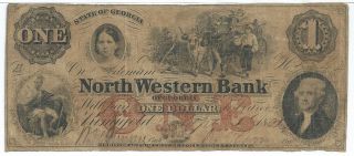 Georgia Ringgold North Western Bank $1 1861 Issued G2a Serial 3844 Cows A photo