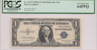 Fr.  1617 1935 G With Motto $1 Silver Certificate Star Note Pcgs 64 Ppq photo