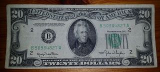1950 $20 Twenty Dollar Bill Note - York - B50984827a - Circulated photo