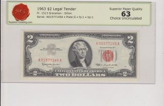 1963 $2 Dollar Bill Sg Spq 63 Unc photo