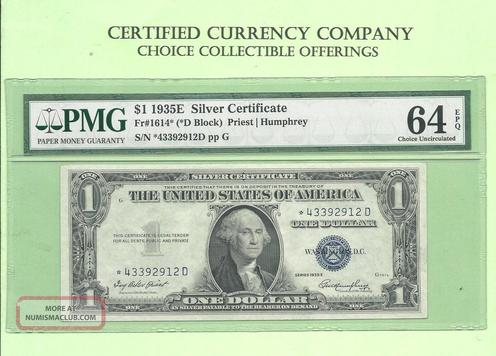 1935 E $1 Silver Certificate Star Scarce Collectible Pmg Choice 64 Epq