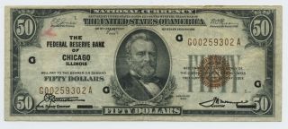 $50 Series 1929 Federal Reserve Bank Of Chicago Note photo