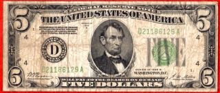$5 1928 B Federal Reserve Note In photo