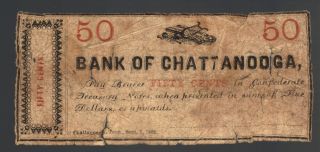 50¢ 1862 Bank Of Chattanooga Civil War Confederate Csa Money Currency Bill Note photo