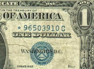 Star $1 1957 Silver Certificate More Currency 4 photo