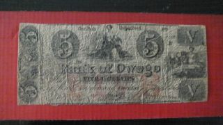 1864 $5 The Bank Of Owego,  York Obsolete Note photo