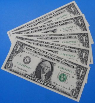 (10) 1999 Richmond $1 Star Note Consecutive Federal Reserve Uncirculated 002 photo
