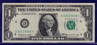 1969 $1 Federal Reserve Note Frn D - Star Cu Star Unc photo