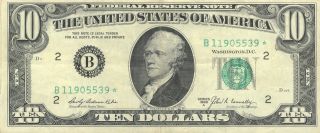 1969 A Series $10 Federal Reserve Star Note York,  Ny photo