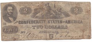 Csa $2.  00 Note T42 1862 photo