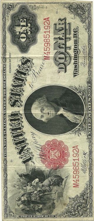 1917 Series One Dollar Bill Circulated photo