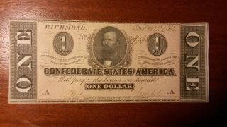 Confederate States Of America $1 Banknote photo