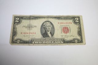 1953 Two Dollar Red Seal $2 Bill Vintage Note A 18641849 A 1953 photo