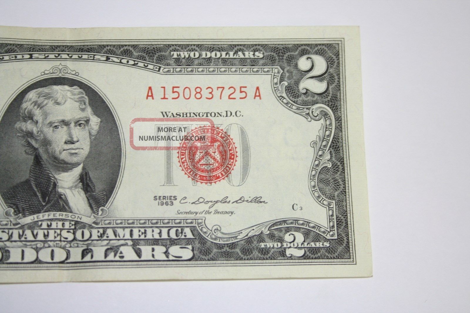 1963 Two Dollar Red Seal 2 Bill Great Vintage Note A 15083725 A 1963