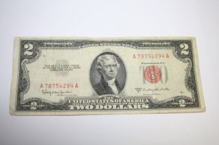 1953c Two Dollar Red Seal $2 Bill Great Vintage Note A 78754294 A 1953 photo