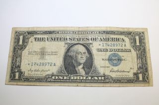 1957 One Dollar Star Note Silver Certificate $1.  00 Vintage Note Ending In 972 photo
