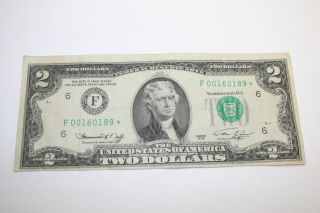 1976 Two Dollar Star Note Frb Atlanta $2 Bill Great Price photo