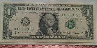 2009 One Dollar Repeater Note B 11 51 11 15 D York York Or photo