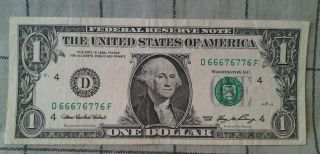 2006 Rare One Dollar Repeater Note D 66 67 67 76 F Cleveland Ohio photo