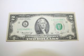 1976 Two Dollar Star Note Frb San Francisco $2 Bill Great Price photo