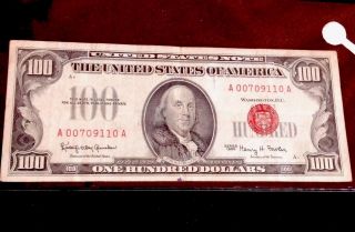 1966 Red Seal $100 Small Sz.  Xf.  Beauty Big 50,  Off Reduc 12/30 photo