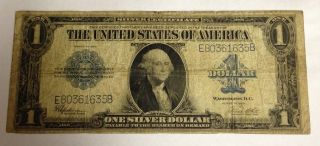 1923 $1 Eb Block Large Silver Certificate Blue Seal Note Fine/very Fine photo