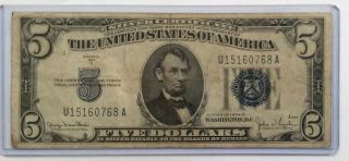 $5 Very Fine Grade.  1934 - D.  Silver Certificate.  Currency.  Paper Money. photo