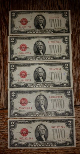 Series 1928 G,  F,  D 2 Dollar Bills photo