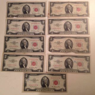 (9) Two Dollar Bills 1953 photo