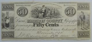 1838 50c (fifty Cents) The Bank Of Madison County Mississippi,  Hand Signed,  Rare photo