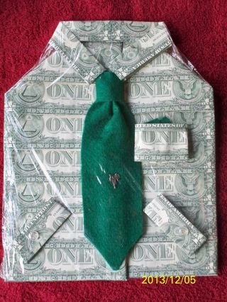 Hand Crafted $1 Bill Shirt (made With 21 $1 Bills) Men ' S 