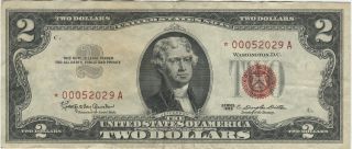 1963 $2 Star Red Seal Legal Tender Note,  Low Serial Number,  Xf Note photo