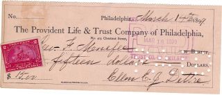 Nbc 1899 Canceled Check With Tax Stamp photo