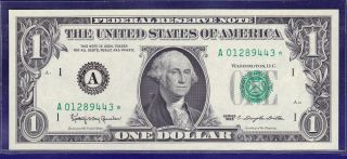 1963 $1 Federal Reserve Note Frn A - Star Gem Cu Unc Star (mule) photo