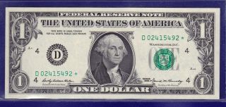 1969 $1 Federal Reserve Note Frn D - Star Cu Star Unc photo