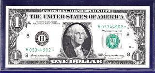 1969 $1 Federal Reserve Note Frn H - Star Cu Star Unc photo